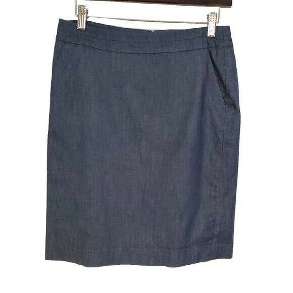 Loft Womens Pencil Skirt Size 4 Gray Knee Length Side Pocket Back Zip Closure
